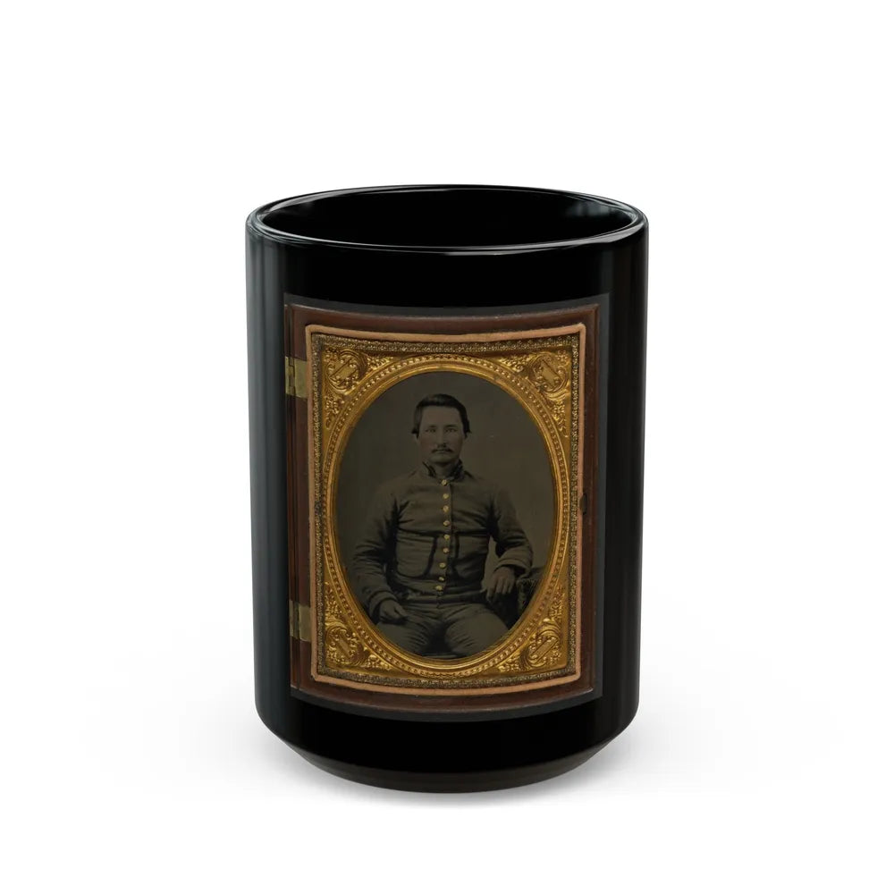 Unidentified Soldier In Confederate Shell Jacket With Fringed Pockets (U.S. Civil War) Black Coffee Mug-15oz-Go Mug Yourself