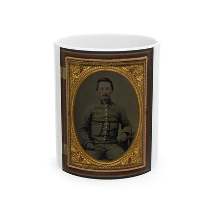 Unidentified Soldier In Confederate Shell Jacket With Fringed Pockets (U.S. Civil War) White Coffee Mug-11oz-Go Mug Yourself