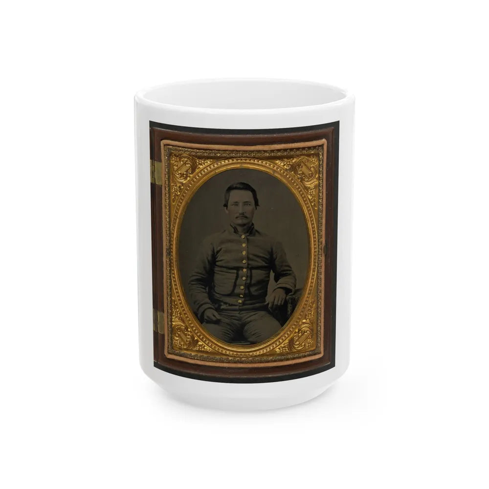 Unidentified Soldier In Confederate Shell Jacket With Fringed Pockets (U.S. Civil War) White Coffee Mug-15oz-Go Mug Yourself