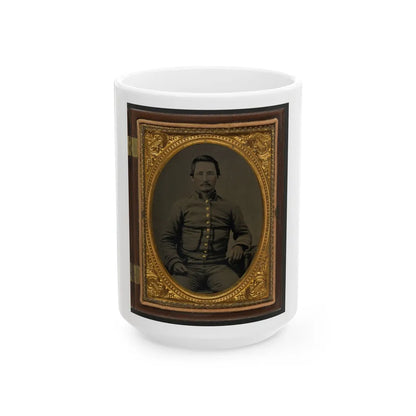 Unidentified Soldier In Confederate Shell Jacket With Fringed Pockets (U.S. Civil War) White Coffee Mug-15oz-Go Mug Yourself