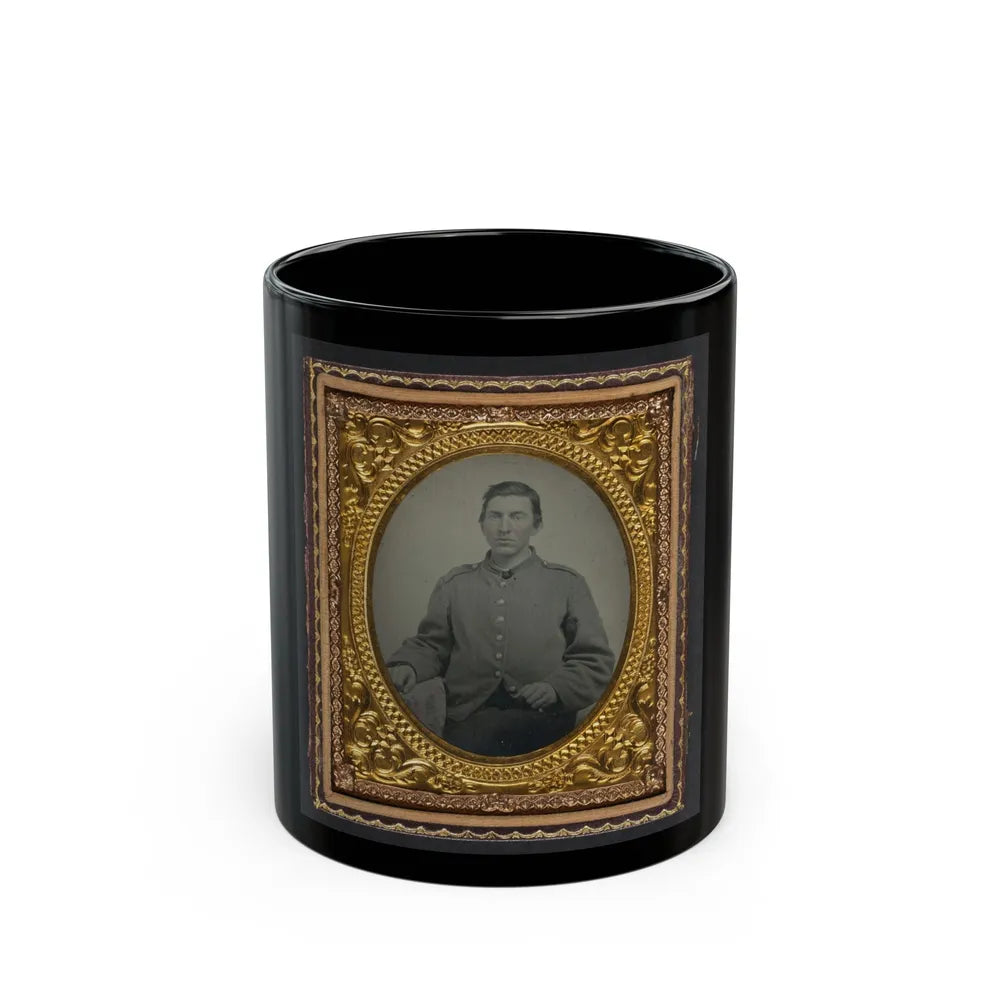 Unidentified Soldier In Confederate Shell Jacket With I Buttons (U.S. Civil War) Black Coffee Mug-11oz-Go Mug Yourself