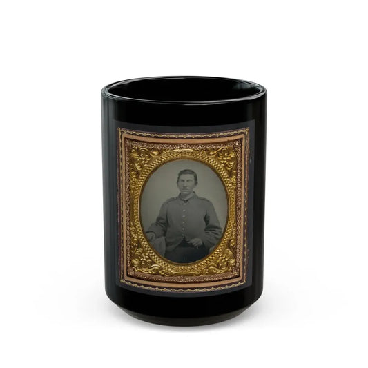 Unidentified Soldier In Confederate Shell Jacket With  I  Buttons (U.S. Civil War) Black Coffee Mug 15oz - Go Mug Yourself