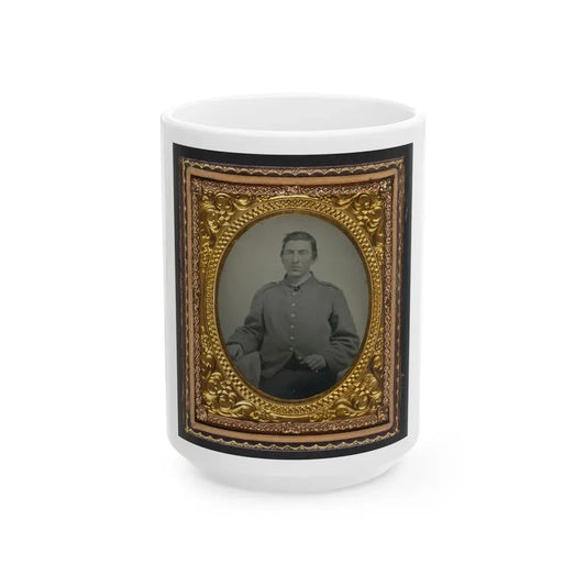Unidentified Soldier In Confederate Shell Jacket With  I  Buttons (U.S. Civil War) White Coffee Mug 15oz - Go Mug Yourself