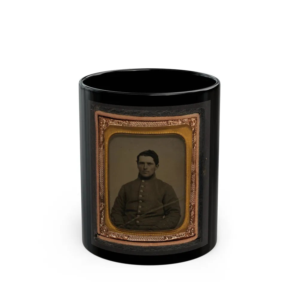 Unidentified Soldier In Confederate Shell Jacket(2) (U.S. Civil War) Black Coffee Mug-11oz-Go Mug Yourself