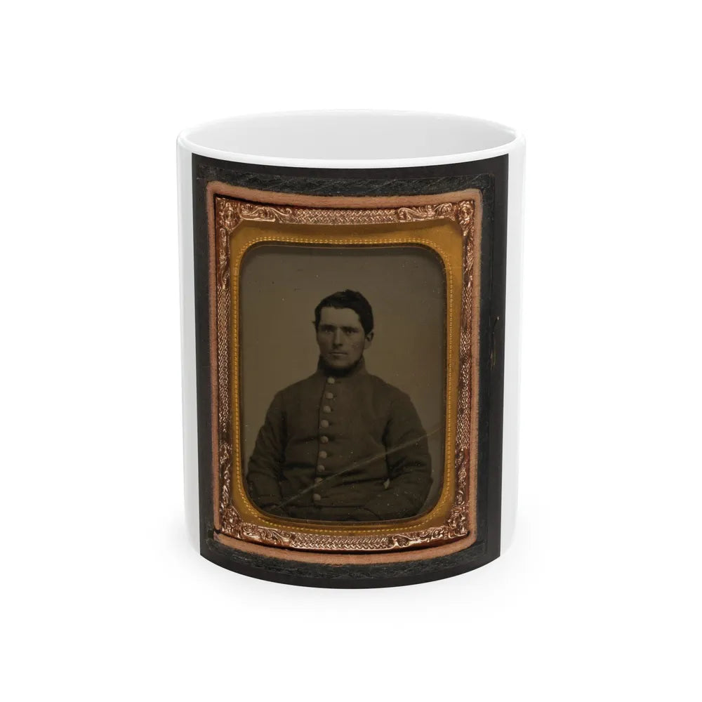 Unidentified Soldier In Confederate Shell Jacket(2) (U.S. Civil War) White Coffee Mug-11oz-Go Mug Yourself