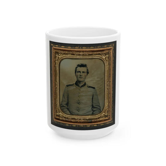 Unidentified Soldier In Confederate Uniform 001 (U.S. Civil War) White Coffee Mug-15oz-Go Mug Yourself