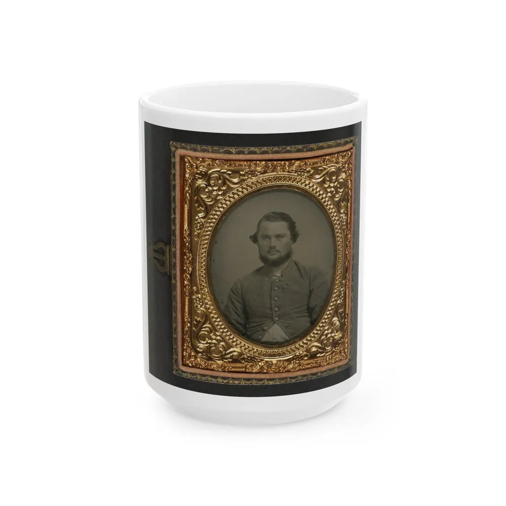 Unidentified Soldier In Confederate Uniform 002 (U.S. Civil War) White Coffee Mug-15oz-Go Mug Yourself