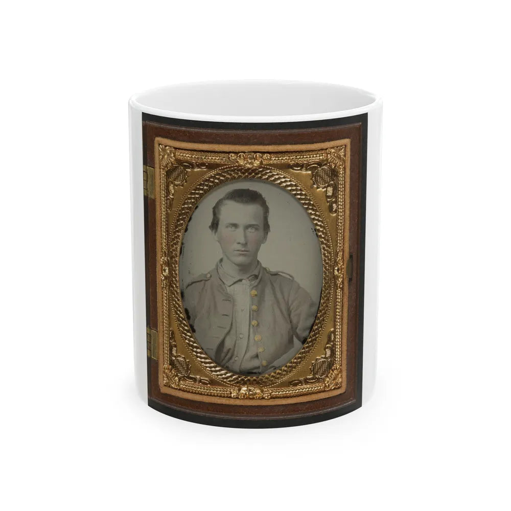 Unidentified Soldier In Confederate Uniform 003 (U.S. Civil War) White Coffee Mug-11oz-Go Mug Yourself