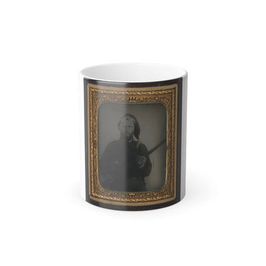 Unidentified Soldier in Confederate Uniform and Corsican Cap With Flintlock Conversion Musket (U.S. Civil War) Color Changing Coffee Mug 11oz-11oz-Go Mug Yourself
