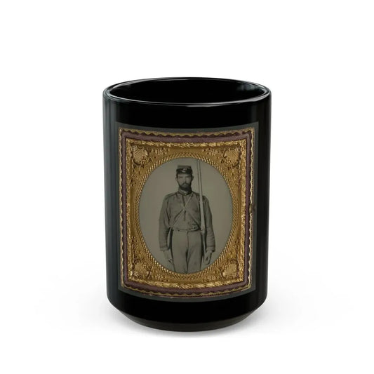 Unidentified Soldier In Confederate Uniform And Craig's Rifles, Or 28th Virginia Infantry Regiment, Kepi With Musket (U.S. Civil War) Black Coffee Mug 15oz - Go Mug Yourself