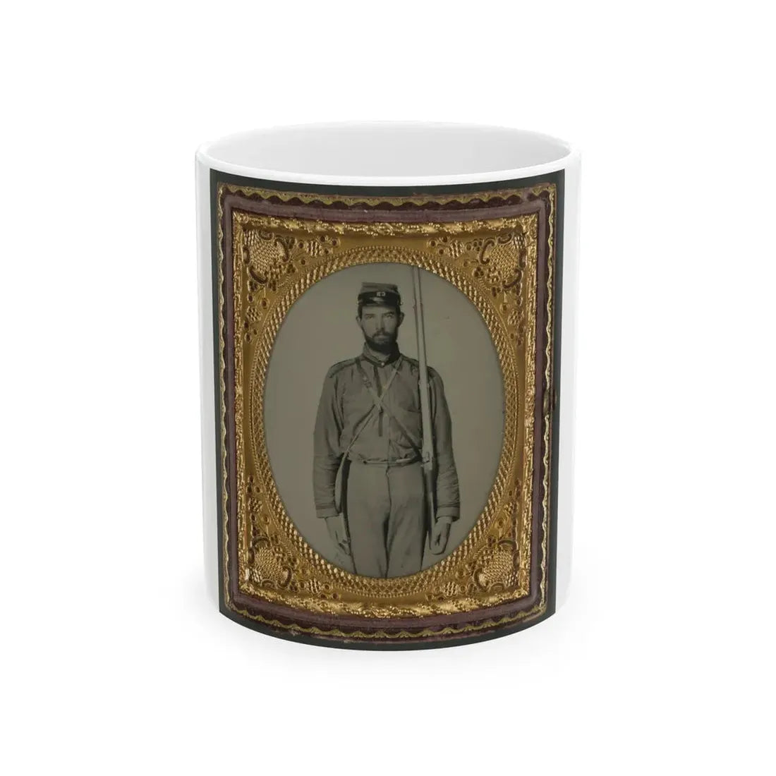 Unidentified Soldier In Confederate Uniform And Craig's Rifles, Or 28th Virginia Infantry Regiment, Kepi With Musket (U.S. Civil War) White Coffee Mug 11oz - Go Mug Yourself