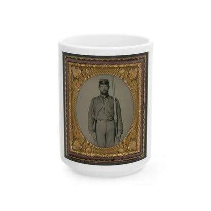 Unidentified Soldier In Confederate Uniform And Craig's Rifles, Or 28th Virginia Infantry Regiment, Kepi With Musket (U.S. Civil War) White Coffee Mug 15oz - Go Mug Yourself