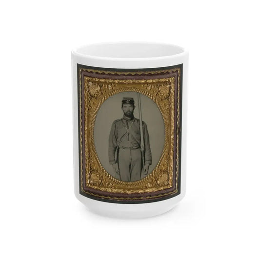 Unidentified Soldier In Confederate Uniform And Craig's Rifles, Or 28th Virginia Infantry Regiment, Kepi With Musket (U.S. Civil War) White Coffee Mug 15oz - Go Mug Yourself