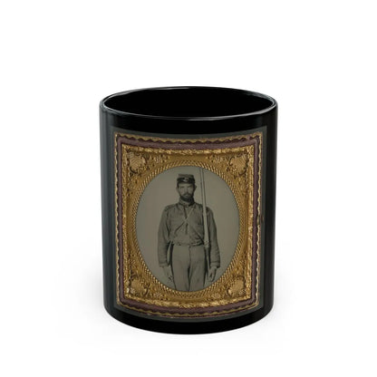 Unidentified Soldier In Confederate Uniform And Craig's Rifles, Or 28th Virginia Infantry Regiment, Kepi With Musket (U.S. Civil War) Black Coffee Mug-11oz-Go Mug Yourself