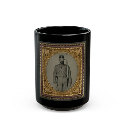 Unidentified Soldier In Confederate Uniform And Craig's Rifles, Or 28th Virginia Infantry Regiment, Kepi With Musket (U.S. Civil War) Black Coffee Mug-15oz-Go Mug Yourself