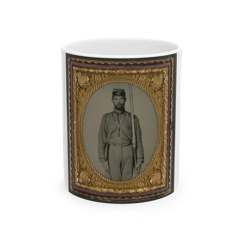 Unidentified Soldier In Confederate Uniform And Craig's Rifles, Or 28th Virginia Infantry Regiment, Kepi With Musket (U.S. Civil War) White Coffee Mug-11oz-Go Mug Yourself