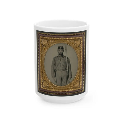 Unidentified Soldier In Confederate Uniform And Craig's Rifles, Or 28th Virginia Infantry Regiment, Kepi With Musket (U.S. Civil War) White Coffee Mug-15oz-Go Mug Yourself