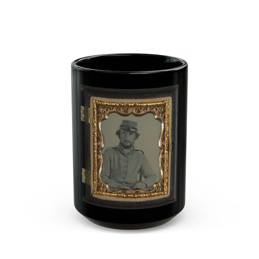 Unidentified Soldier In Confederate Uniform And Crescent City Guards Of New Orleans Kepi (U.S. Civil War) Black Coffee Mug-15oz-Go Mug Yourself