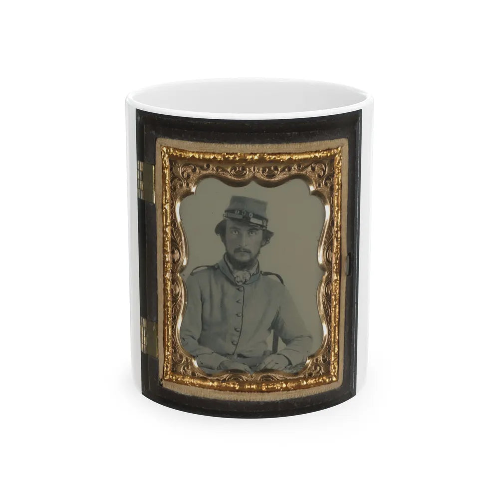 Unidentified Soldier In Confederate Uniform And Crescent City Guards Of New Orleans Kepi (U.S. Civil War) White Coffee Mug-11oz-Go Mug Yourself