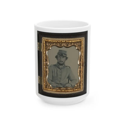 Unidentified Soldier In Confederate Uniform And Crescent City Guards Of New Orleans Kepi (U.S. Civil War) White Coffee Mug-15oz-Go Mug Yourself