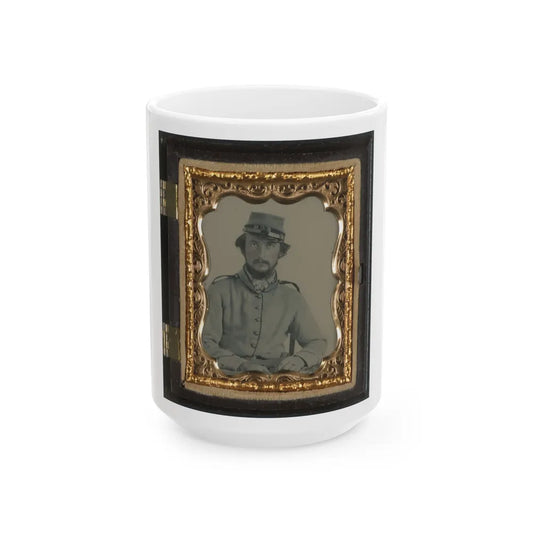 Unidentified Soldier In Confederate Uniform And Crescent City Guards Of New Orleans Kepi (U.S. Civil War) White Coffee Mug-15oz-Go Mug Yourself