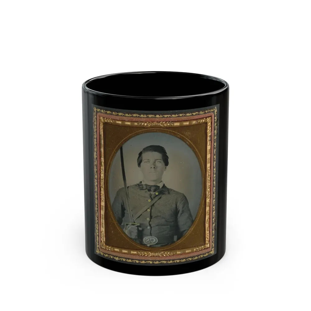 Unidentified Soldier In Confederate Uniform And Cs Belt Plate With Sabre (U.S. Civil War) Black Coffee Mug-11oz-Go Mug Yourself