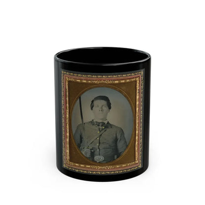 Unidentified Soldier In Confederate Uniform And Cs Belt Plate With Sabre (U.S. Civil War) Black Coffee Mug-11oz-Go Mug Yourself