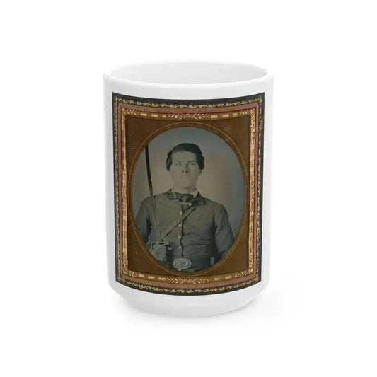 Unidentified Soldier In Confederate Uniform And Cs Belt Plate With Sabre (U.S. Civil War) White Coffee Mug 15oz - Go Mug Yourself