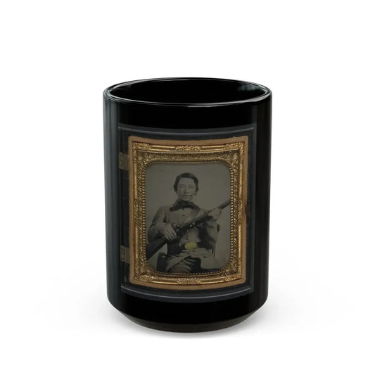 Unidentified Soldier In Confederate Uniform And C.S. Oval Belt Plate With Rifle (U.S. Civil War) Black Coffee Mug 15oz - Go Mug Yourself