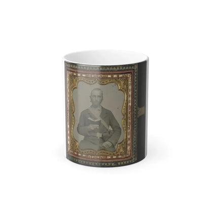 Unidentified Soldier in Confederate Uniform and C.S.A. Belt Buckle With Cartridge Box and Percussion Cap Box, Holding a Book (U.S. Civil War) Color Changing Coffee Mug 11oz - Go Mug Yourself