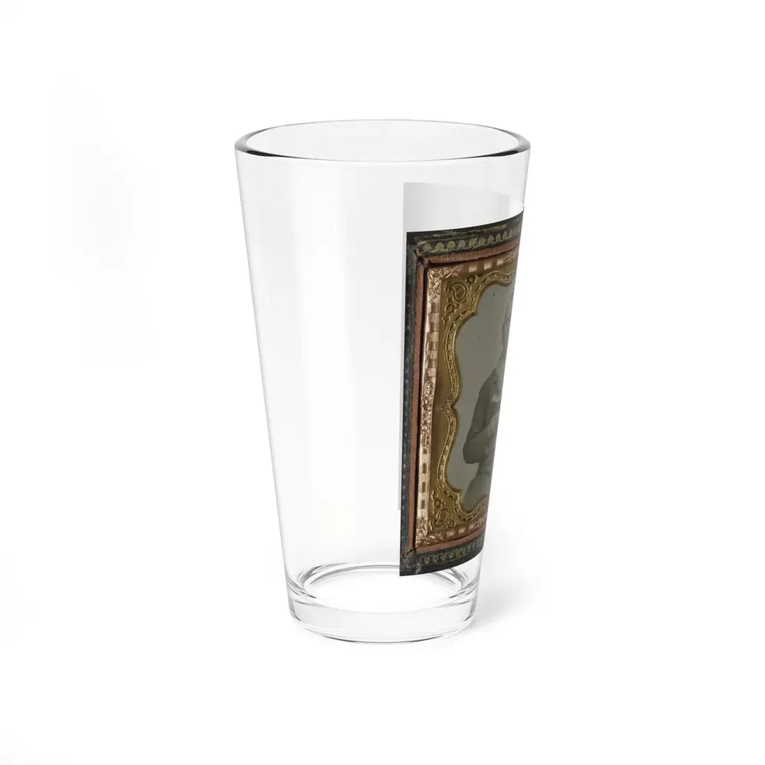 Unidentified Soldier In Confederate Uniform And C.S.A. Belt Buckle With Cartridge Box And Percussion Cap Box, Holding A Book (U.S. Civil War) Pint Glass 16oz - Go Mug Yourself