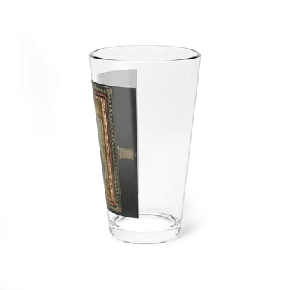 Unidentified Soldier In Confederate Uniform And C.S.A. Belt Buckle With Cartridge Box And Percussion Cap Box, Holding A Book (U.S. Civil War) Pint Glass 16oz - Go Mug Yourself