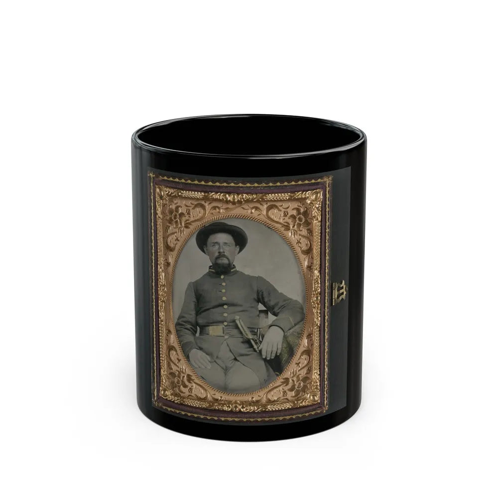 Unidentified Soldier In Confederate Uniform And Derby Hat With Sword (U.S. Civil War) Black Coffee Mug-11oz-Go Mug Yourself