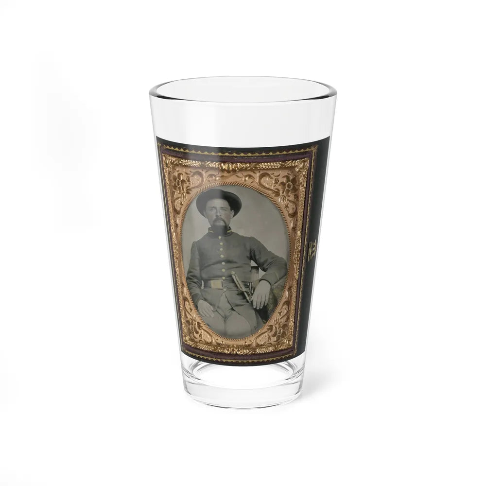 Unidentified Soldier In Confederate Uniform And Derby Hat With Sword (U.S. Civil War) Pint Glass 16oz-16oz-Go Mug Yourself