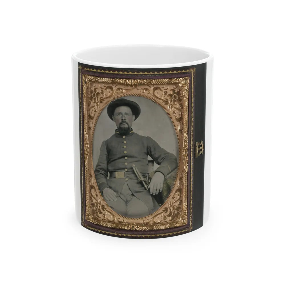 Unidentified Soldier In Confederate Uniform And Derby Hat With Sword (U.S. Civil War) White Coffee Mug-11oz-Go Mug Yourself