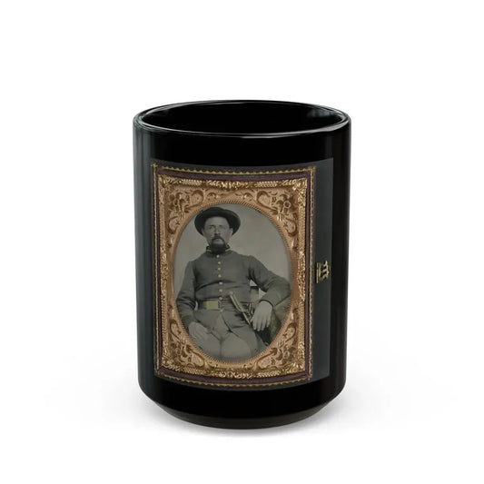Unidentified Soldier In Confederate Uniform And Derby Hat With Sword (U.S. Civil War) Black Coffee Mug 15oz - Go Mug Yourself