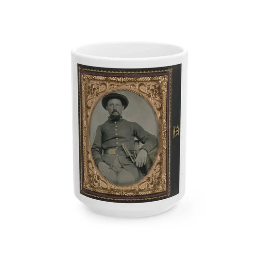 Unidentified Soldier In Confederate Uniform And Derby Hat With Sword (U.S. Civil War) White Coffee Mug 15oz - Go Mug Yourself