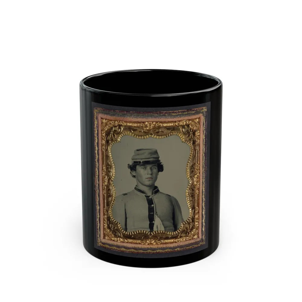 Unidentified Soldier In Confederate Uniform And Forage Cap (U.S. Civil War) Black Coffee Mug-11oz-Go Mug Yourself