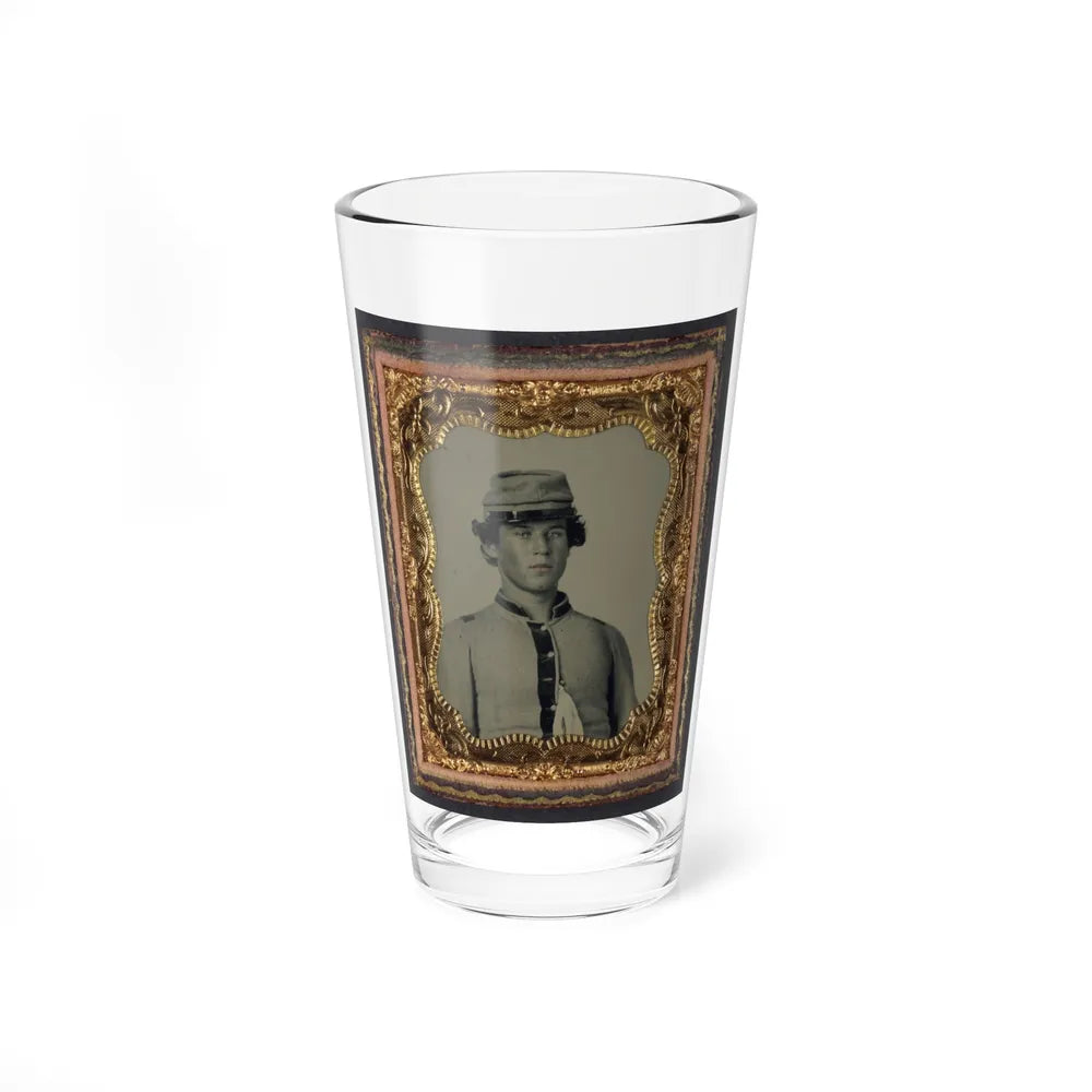 Unidentified Soldier In Confederate Uniform And Forage Cap (U.S. Civil War) Pint Glass 16oz-16oz-Go Mug Yourself