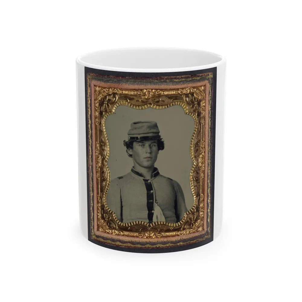 Unidentified Soldier In Confederate Uniform And Forage Cap (U.S. Civil War) White Coffee Mug-11oz-Go Mug Yourself