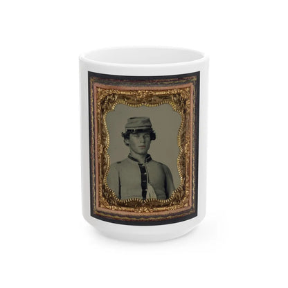 Unidentified Soldier In Confederate Uniform And Forage Cap (U.S. Civil War) White Coffee Mug-15oz-Go Mug Yourself