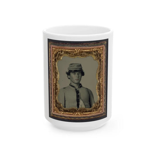 Unidentified Soldier In Confederate Uniform And Forage Cap (U.S. Civil War) White Coffee Mug-15oz-Go Mug Yourself