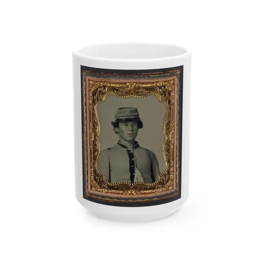 Unidentified Soldier In Confederate Uniform And Forage Cap (U.S. Civil War) White Coffee Mug 15oz - Go Mug Yourself