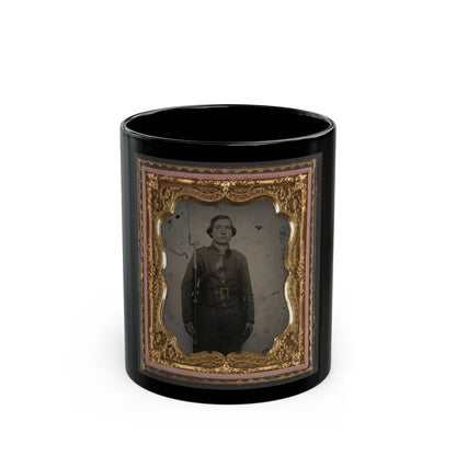 Unidentified Soldier In Confederate Uniform And Georgia Frame Belt Buckle With Bayoneted Musket (U.S. Civil War) Black Coffee Mug-11oz-Go Mug Yourself