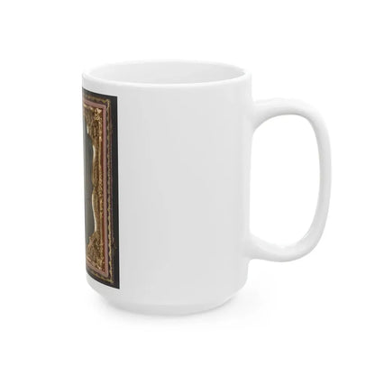 Unidentified Soldier In Confederate Uniform And Georgia Frame Belt Buckle With Bayoneted Musket (U.S. Civil War) White Coffee Mug - Go Mug Yourself