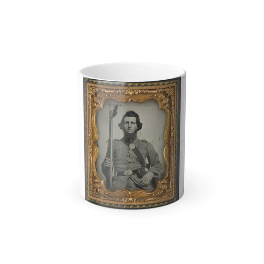Unidentified Soldier in Confederate Uniform and Georgia State Seal Belt Buckle With Musket (U.S. Civil War) Color Changing Coffee Mug 11oz-11oz-Go Mug Yourself