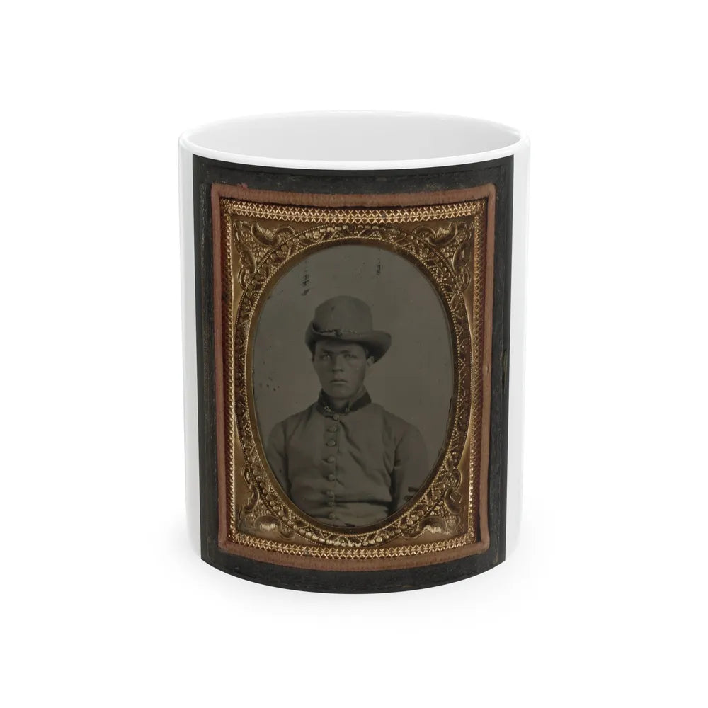 Unidentified Soldier In Confederate Uniform And Hardee Hat (U.S. Civil War) White Coffee Mug-11oz-Go Mug Yourself