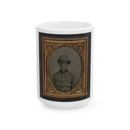 Unidentified Soldier In Confederate Uniform And Hardee Hat (U.S. Civil War) White Coffee Mug-15oz-Go Mug Yourself