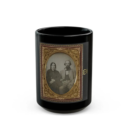 Unidentified Soldier In Confederate Uniform And His Wife, Sarah A. Dasher (U.S. Civil War) Black Coffee Mug 15oz - Go Mug Yourself