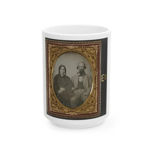 Unidentified Soldier In Confederate Uniform And His Wife, Sarah A. Dasher (U.S. Civil War) White Coffee Mug 15oz - Go Mug Yourself